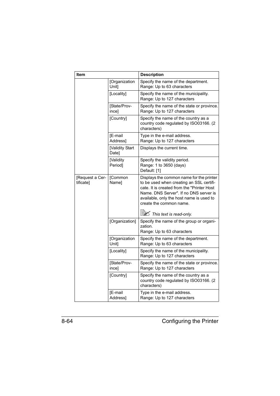 Configuring the printer 8-64 | Konica Minolta bizhub C35 User Manual | Page 331 / 510