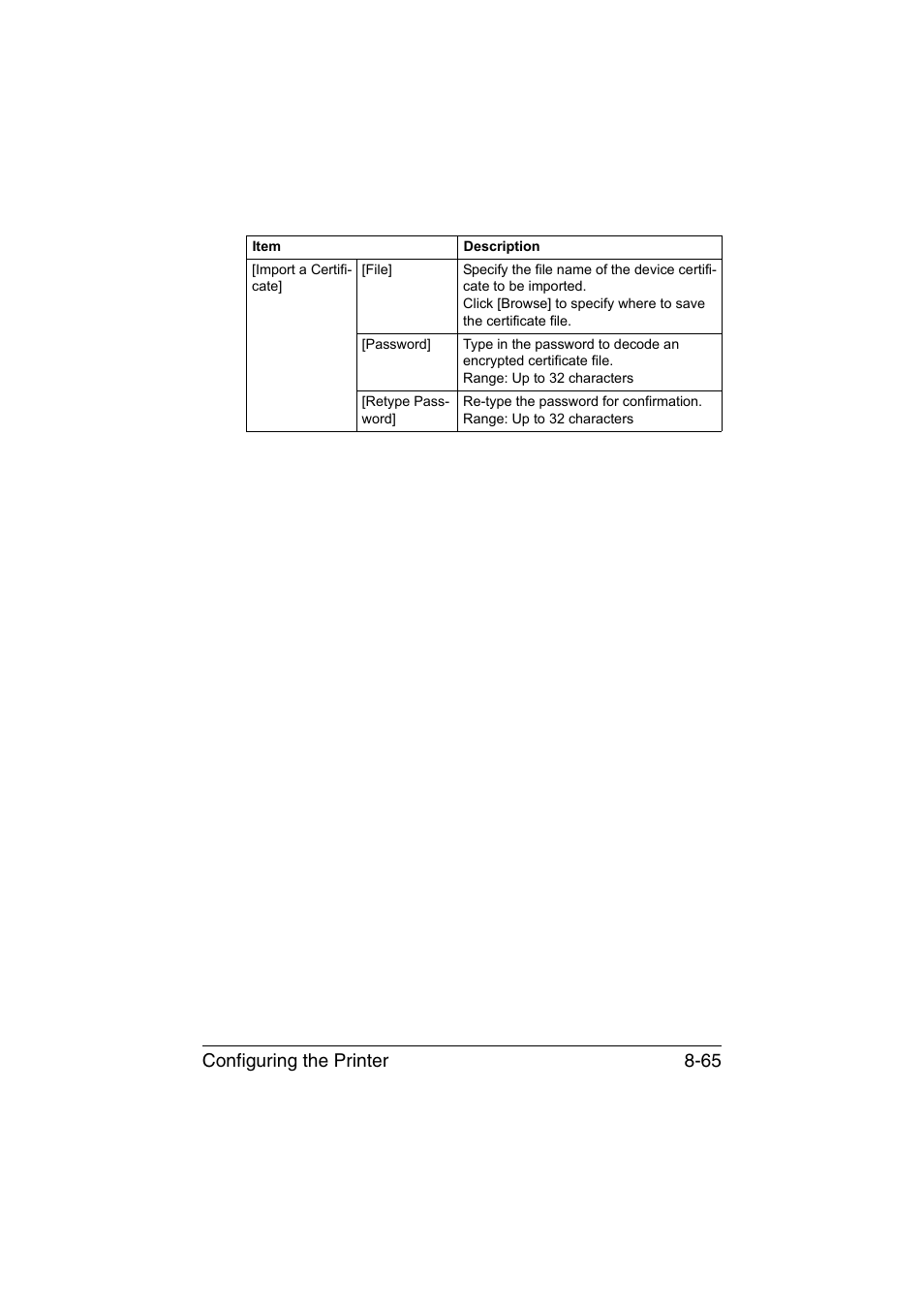 Configuring the printer 8-65 | Konica Minolta bizhub C35 User Manual | Page 332 / 510