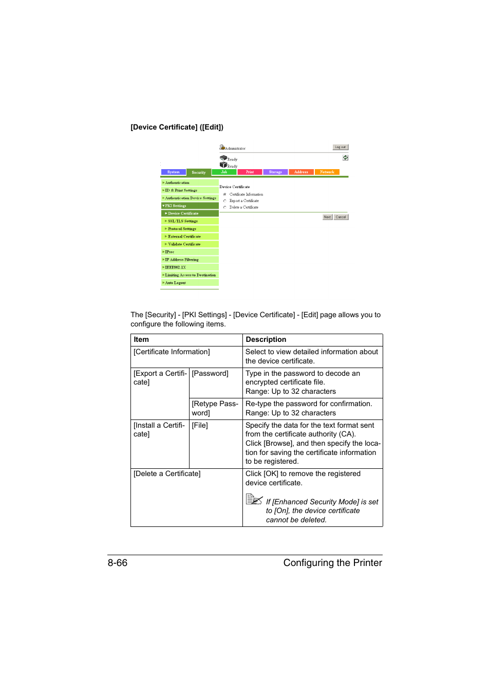 Configuring the printer 8-66 | Konica Minolta bizhub C35 User Manual | Page 333 / 510