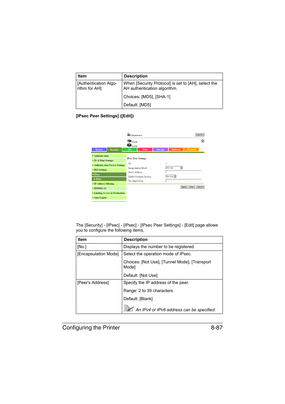 Configuring the printer 8-87 | Konica Minolta bizhub C35 User Manual | Page 354 / 510