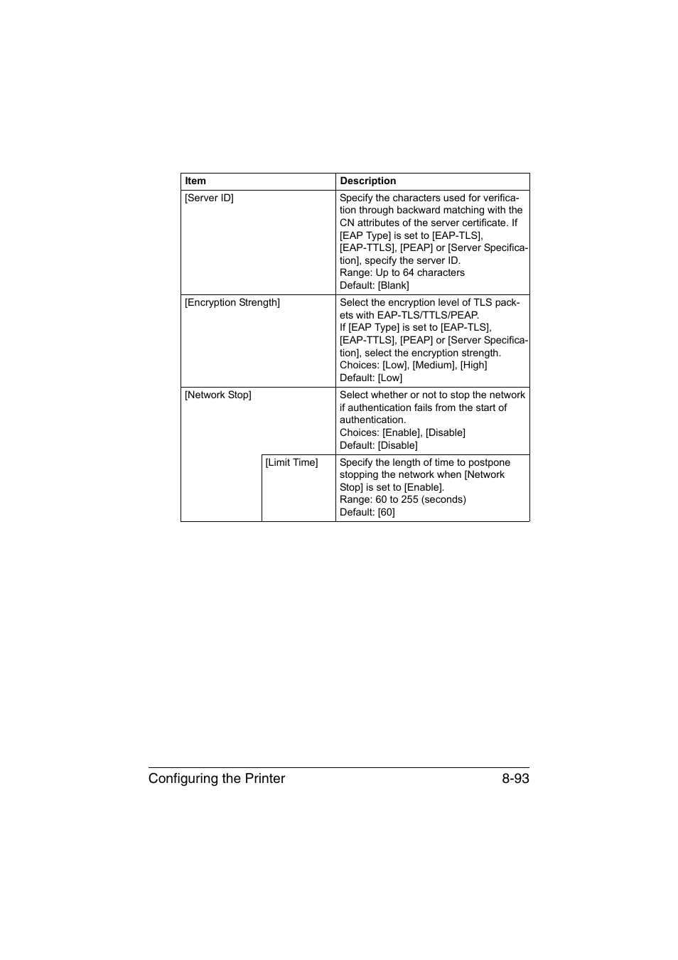 Configuring the printer 8-93 | Konica Minolta bizhub C35 User Manual | Page 360 / 510