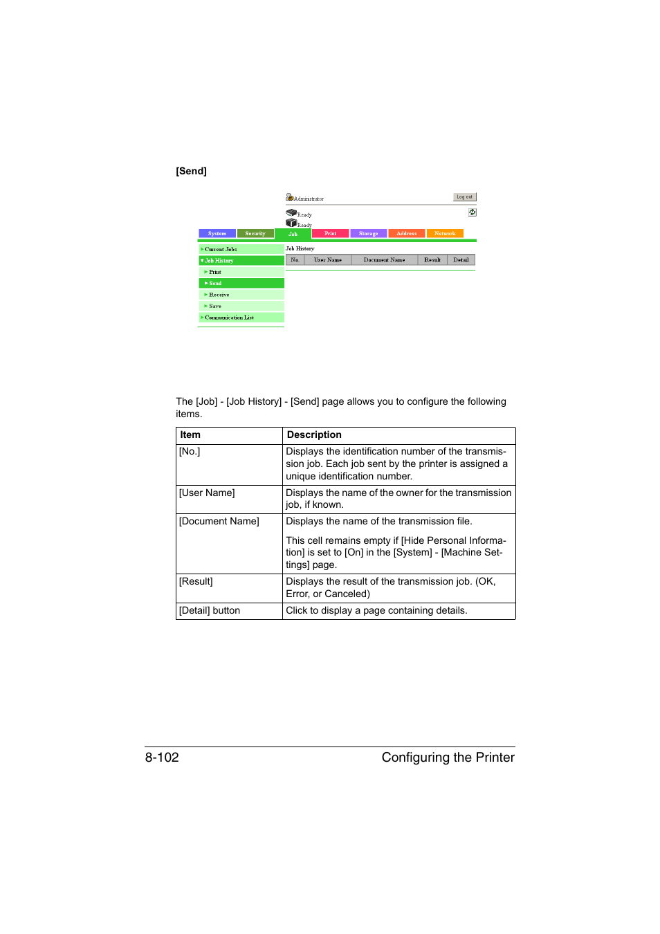 Configuring the printer 8-102 | Konica Minolta bizhub C35 User Manual | Page 369 / 510