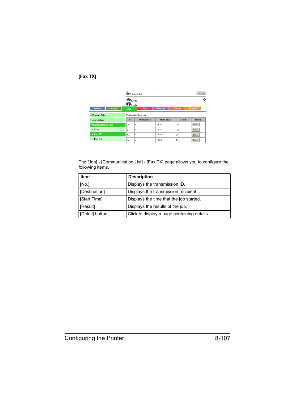 Configuring the printer 8-107 | Konica Minolta bizhub C35 User Manual | Page 374 / 510