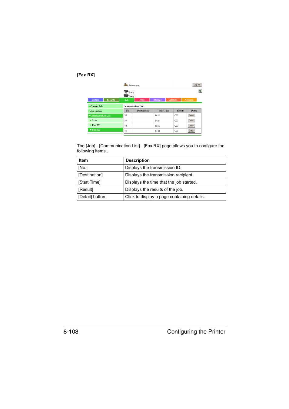 Configuring the printer 8-108 | Konica Minolta bizhub C35 User Manual | Page 375 / 510