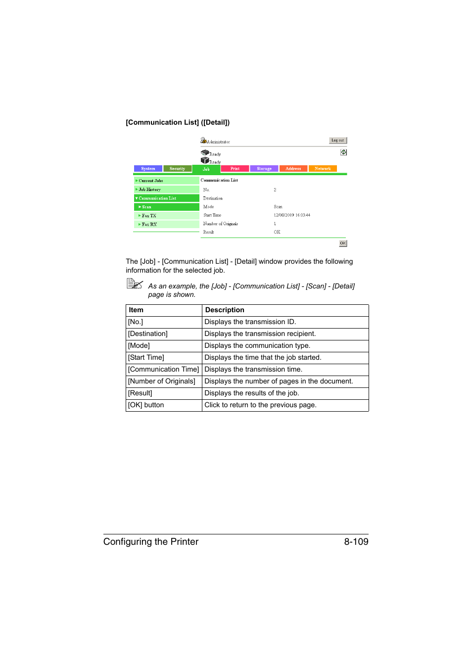 Configuring the printer 8-109 | Konica Minolta bizhub C35 User Manual | Page 376 / 510