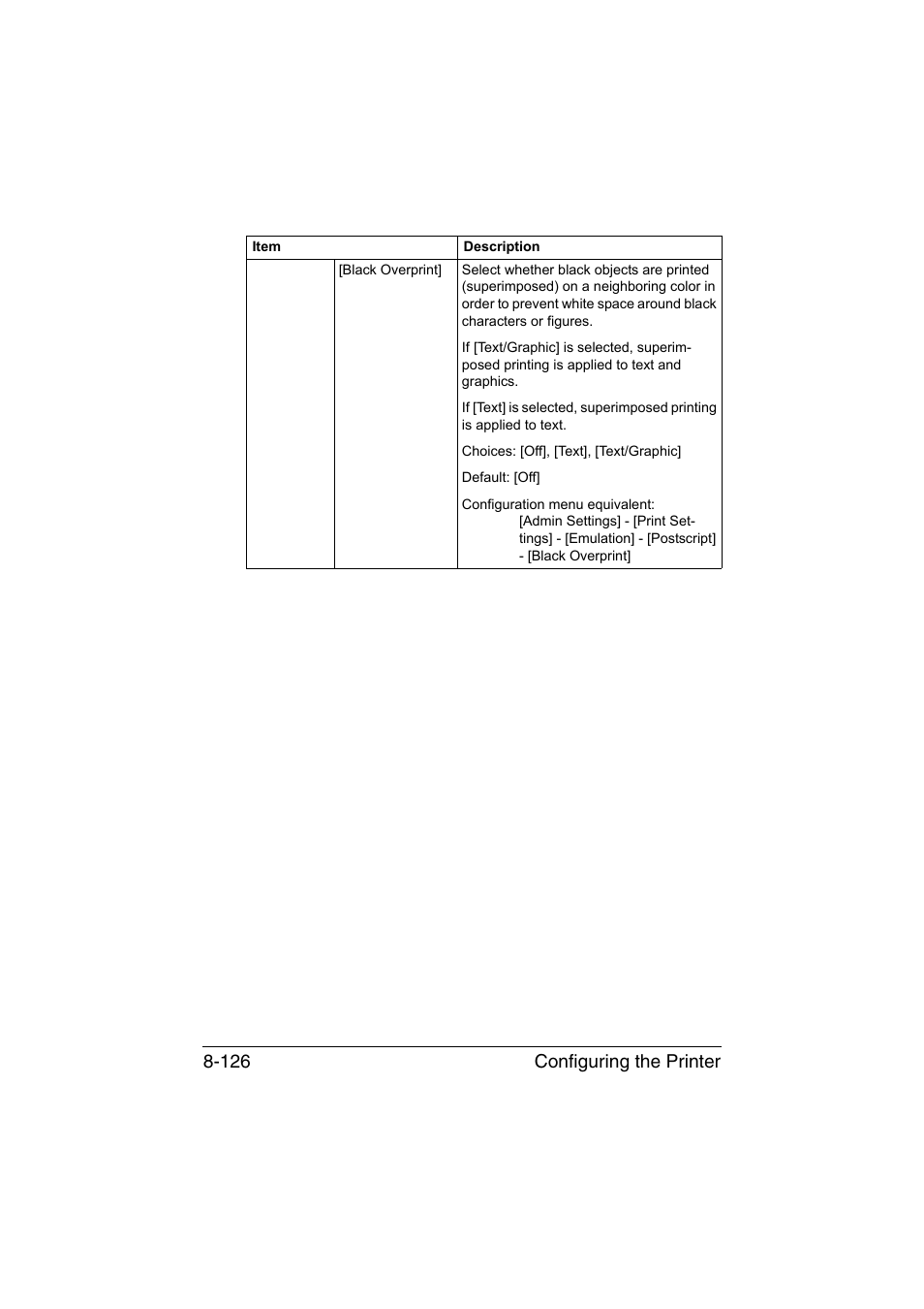 Configuring the printer 8-126 | Konica Minolta bizhub C35 User Manual | Page 393 / 510