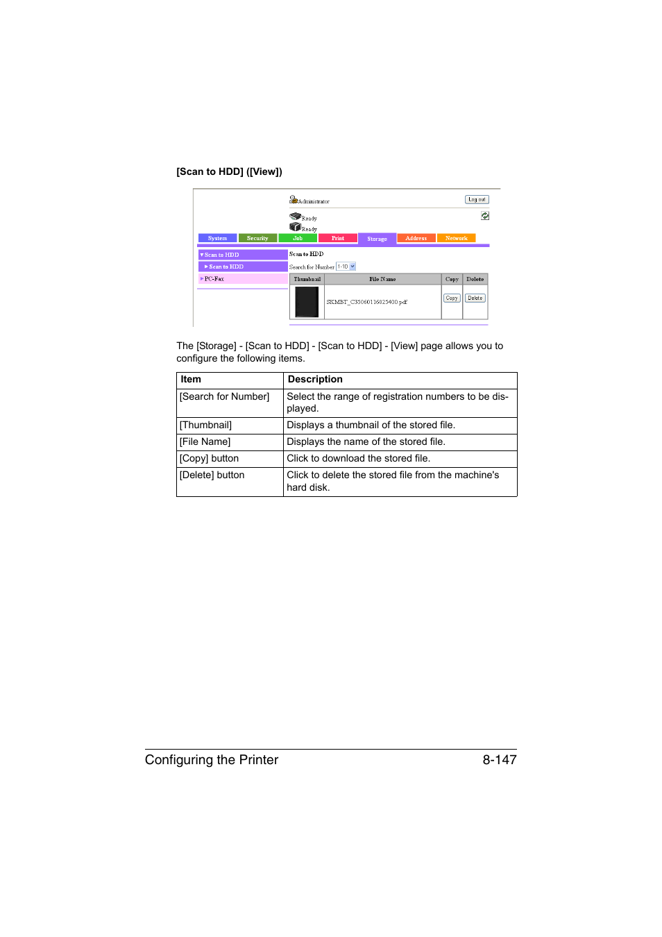 Configuring the printer 8-147 | Konica Minolta bizhub C35 User Manual | Page 414 / 510