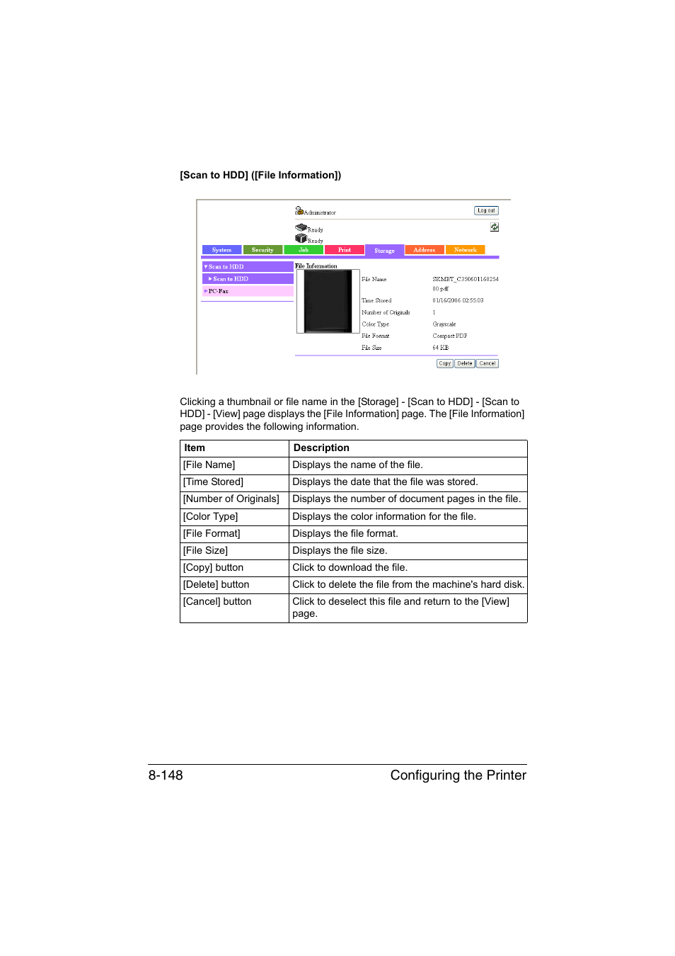 Configuring the printer 8-148 | Konica Minolta bizhub C35 User Manual | Page 415 / 510