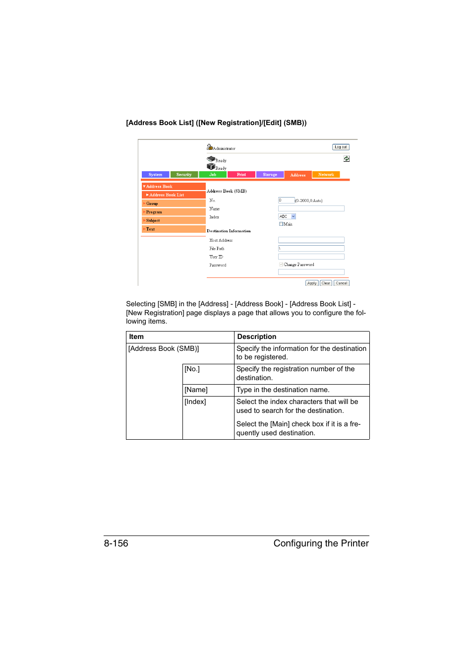 Configuring the printer 8-156 | Konica Minolta bizhub C35 User Manual | Page 423 / 510