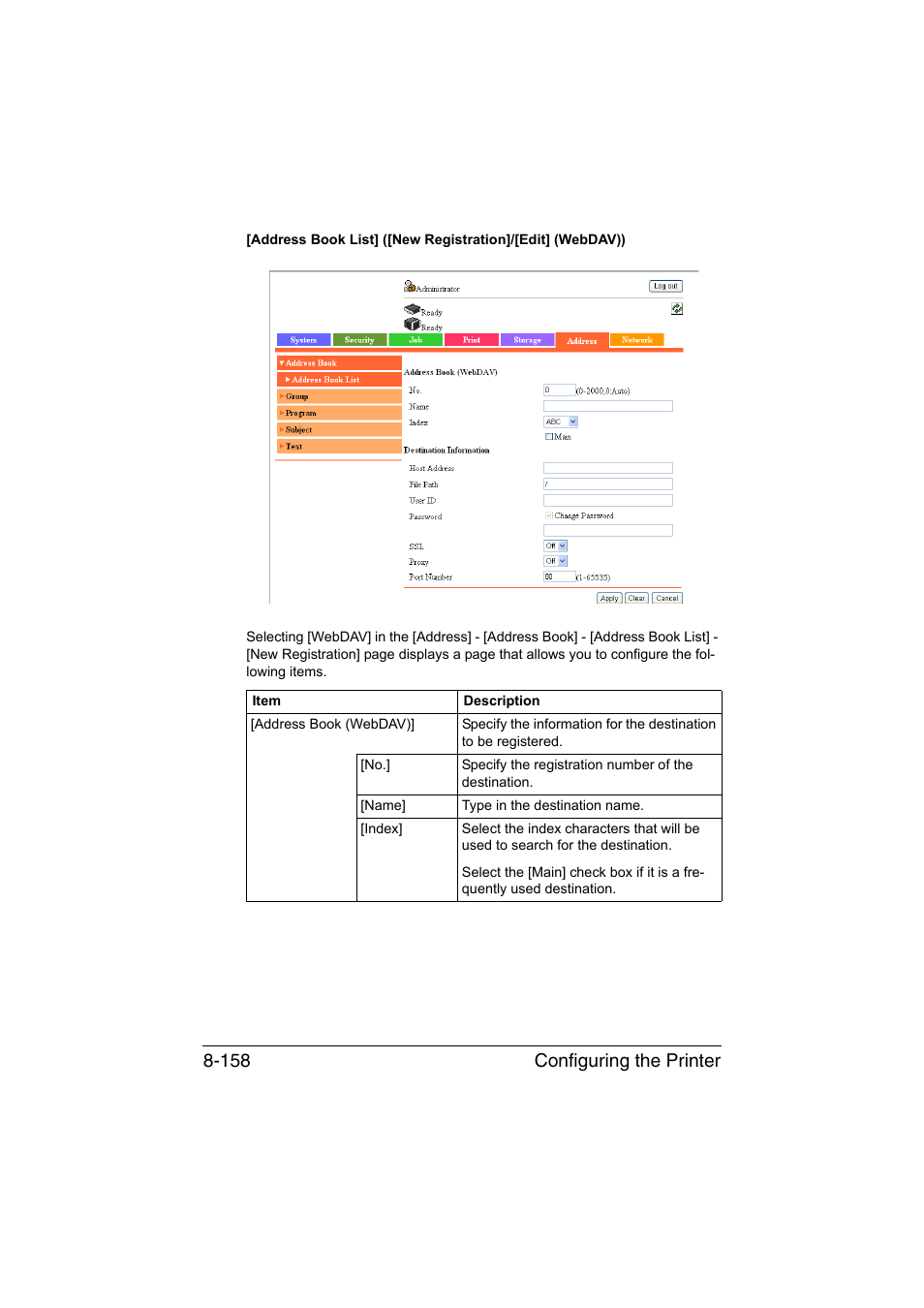 Configuring the printer 8-158 | Konica Minolta bizhub C35 User Manual | Page 425 / 510