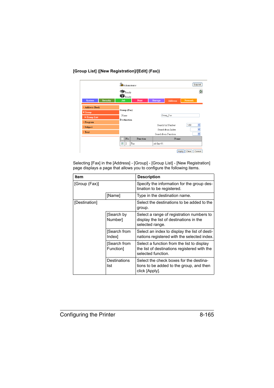 Configuring the printer 8-165 | Konica Minolta bizhub C35 User Manual | Page 432 / 510