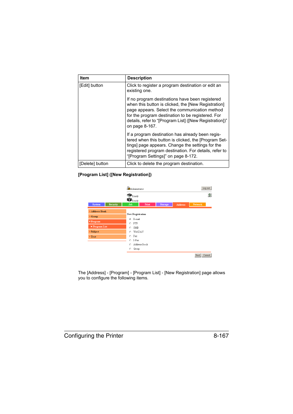 Configuring the printer 8-167 | Konica Minolta bizhub C35 User Manual | Page 434 / 510