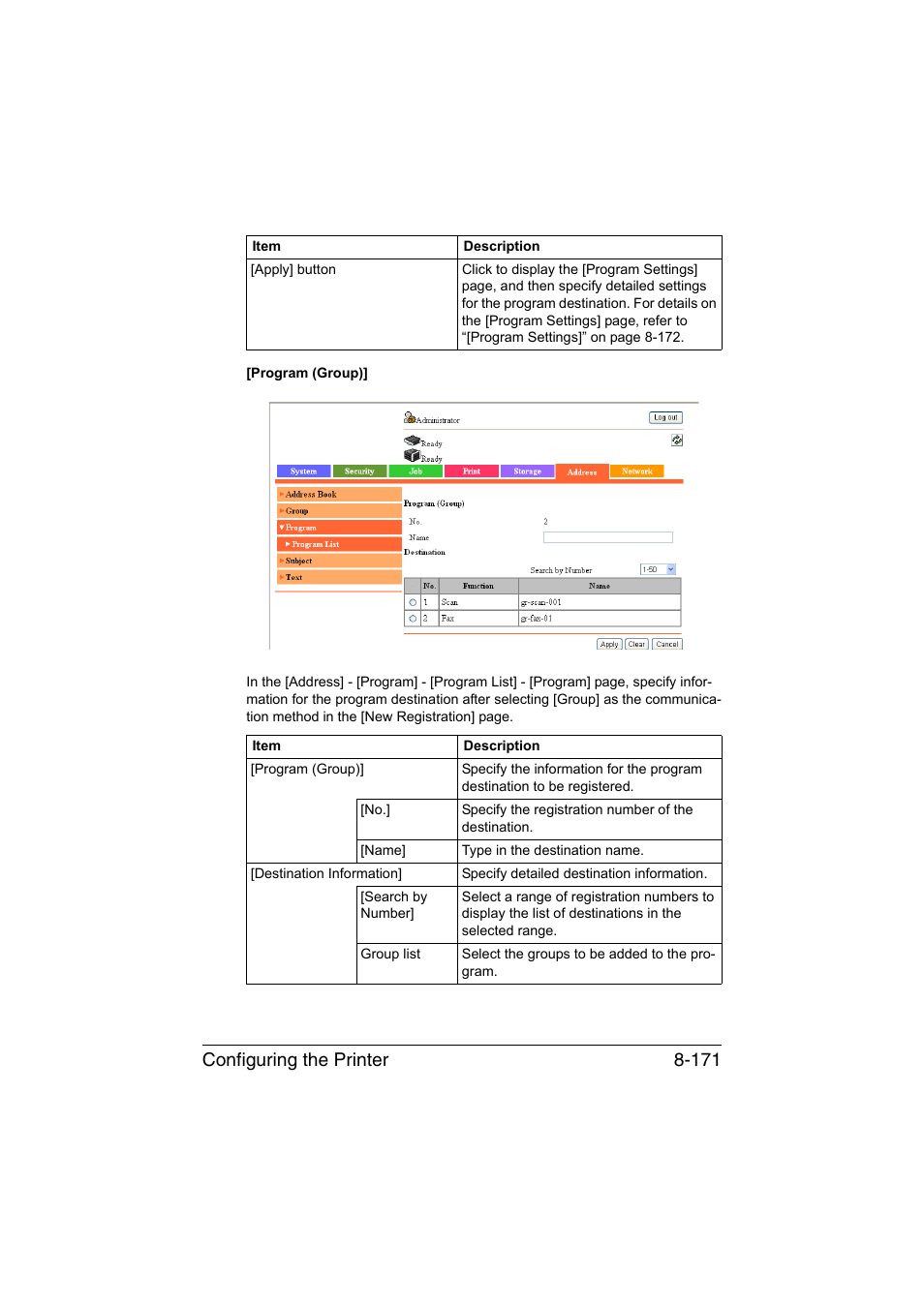 Configuring the printer 8-171 | Konica Minolta bizhub C35 User Manual | Page 438 / 510