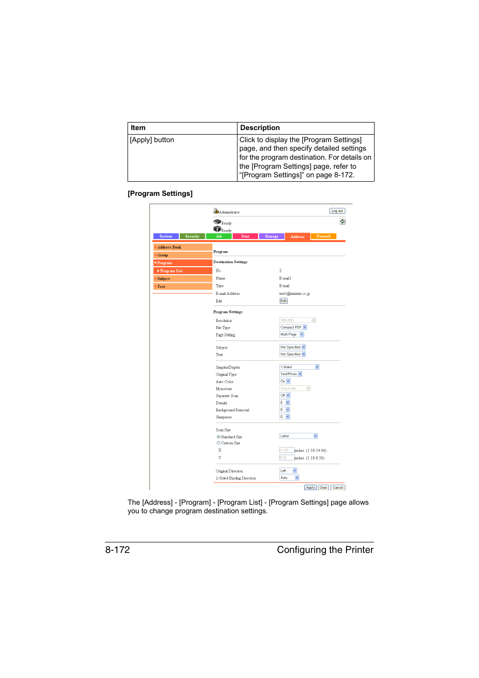 Configuring the printer 8-172 | Konica Minolta bizhub C35 User Manual | Page 439 / 510