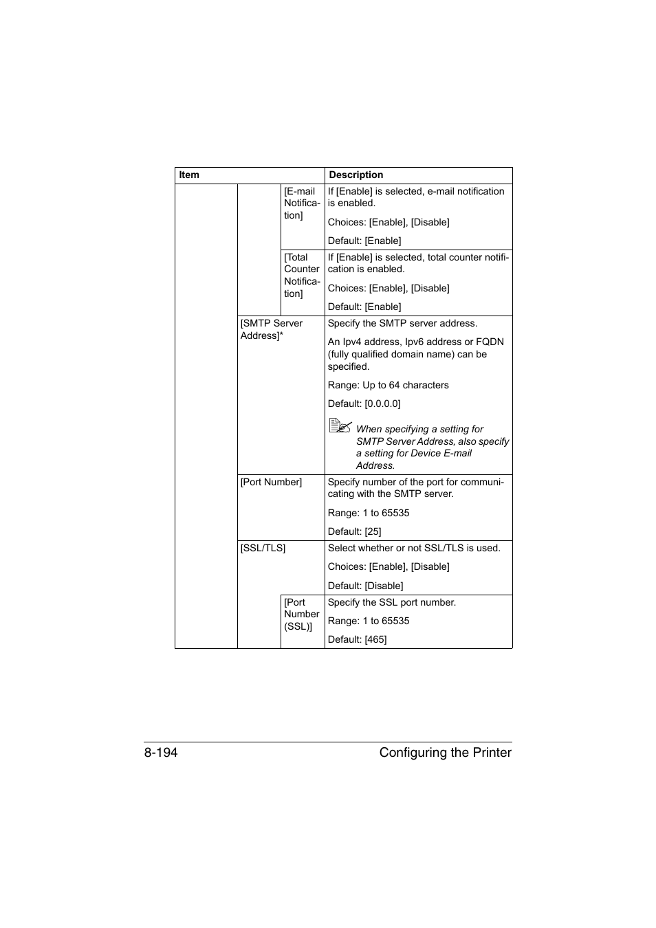 Configuring the printer 8-194 | Konica Minolta bizhub C35 User Manual | Page 461 / 510