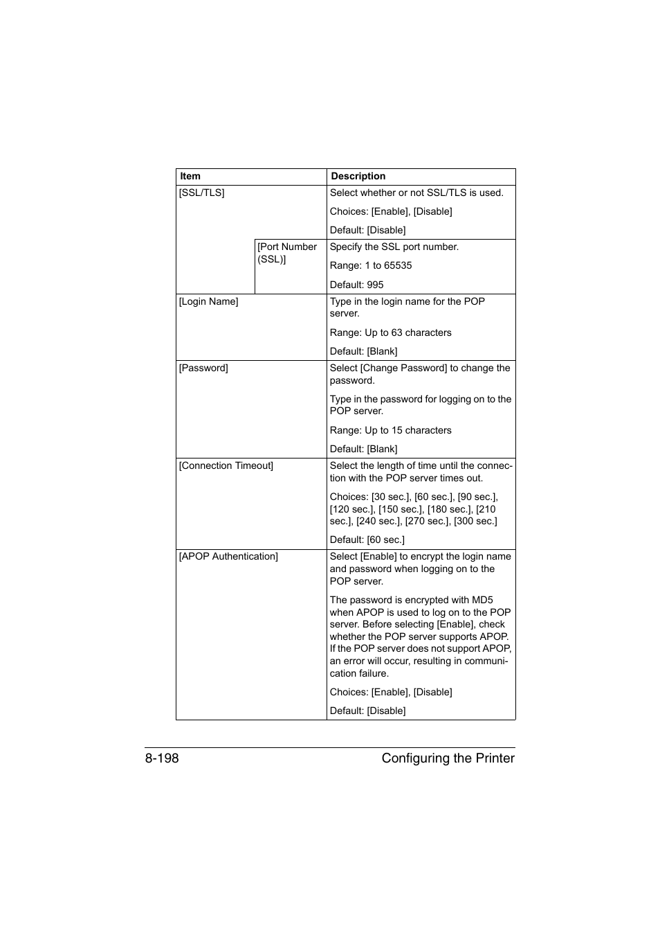 Configuring the printer 8-198 | Konica Minolta bizhub C35 User Manual | Page 465 / 510