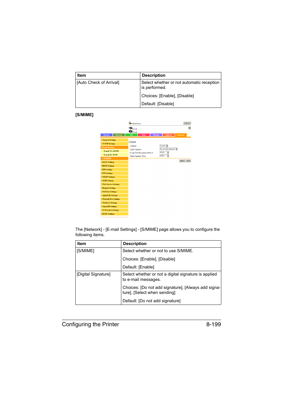 Configuring the printer 8-199 | Konica Minolta bizhub C35 User Manual | Page 466 / 510