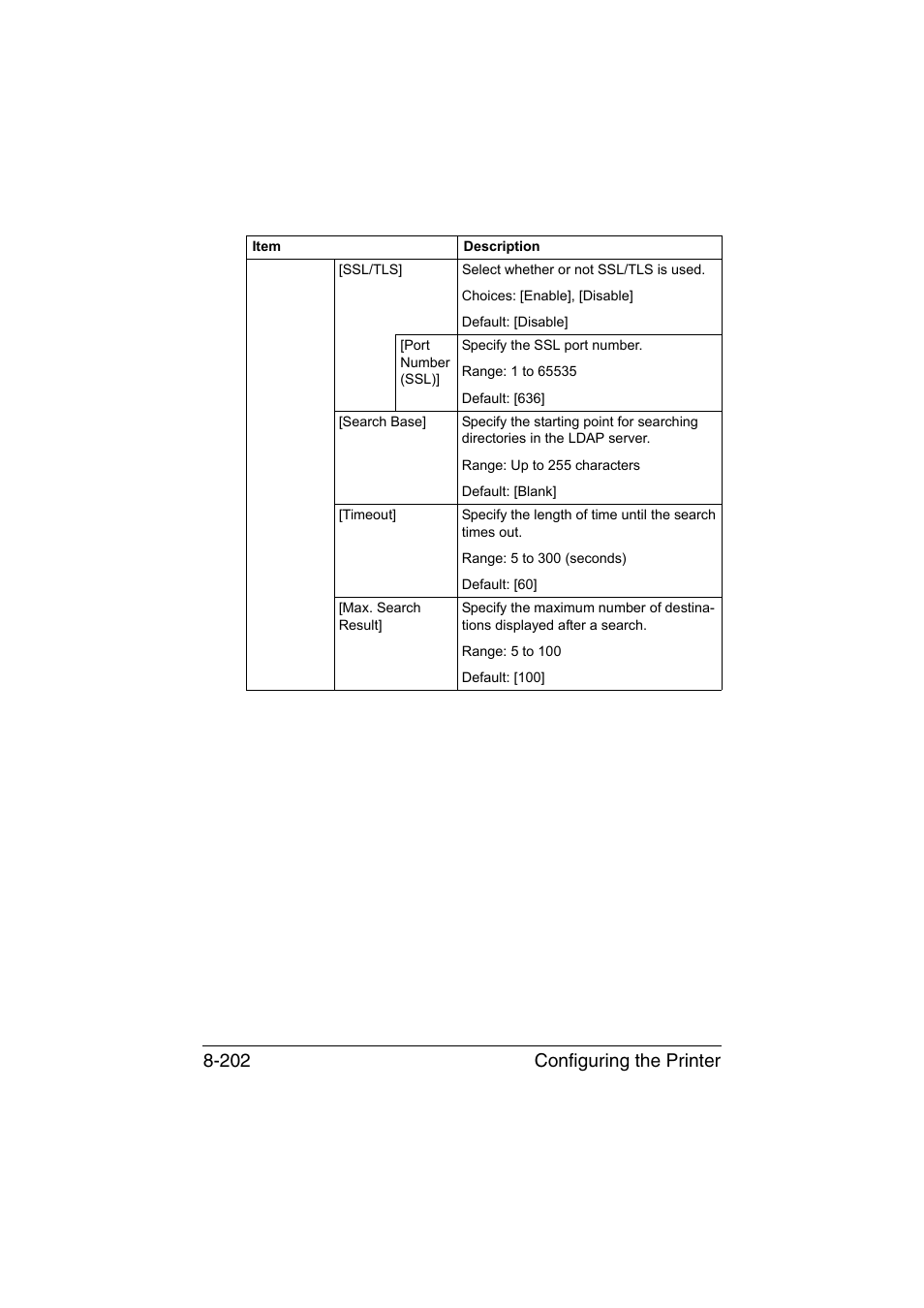 Configuring the printer 8-202 | Konica Minolta bizhub C35 User Manual | Page 469 / 510