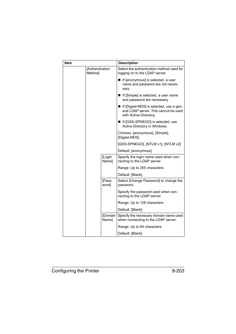 Configuring the printer 8-203 | Konica Minolta bizhub C35 User Manual | Page 470 / 510