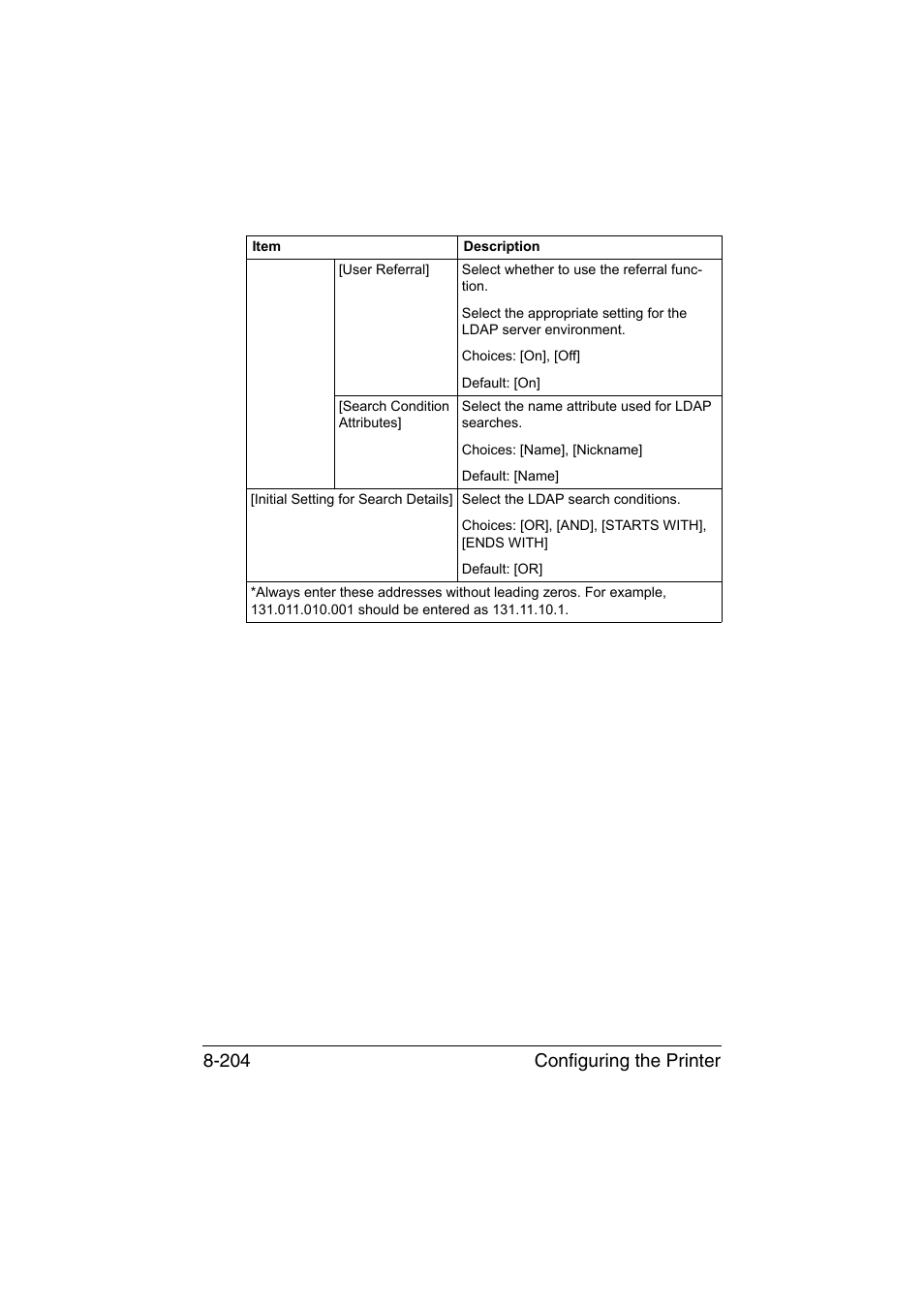 Configuring the printer 8-204 | Konica Minolta bizhub C35 User Manual | Page 471 / 510