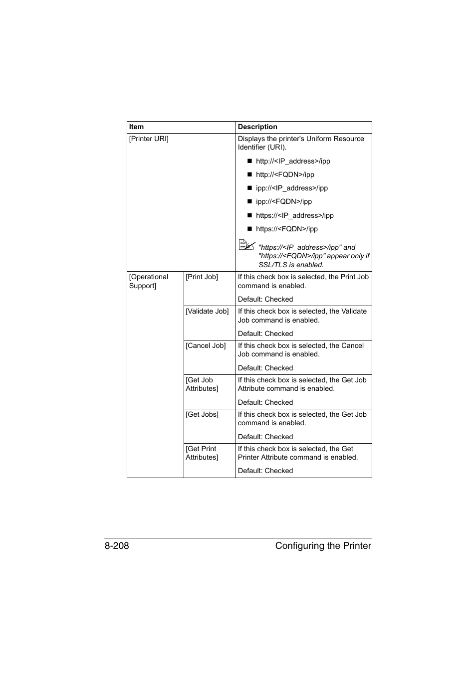 Configuring the printer 8-208 | Konica Minolta bizhub C35 User Manual | Page 475 / 510