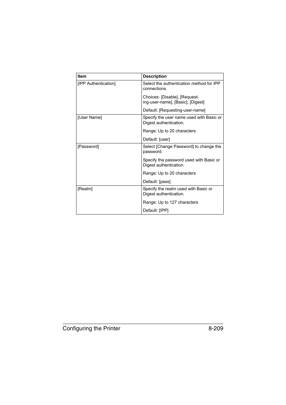 Configuring the printer 8-209 | Konica Minolta bizhub C35 User Manual | Page 476 / 510