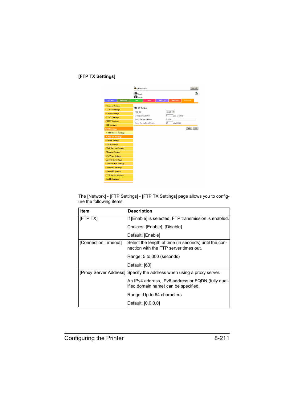 Configuring the printer 8-211 | Konica Minolta bizhub C35 User Manual | Page 478 / 510