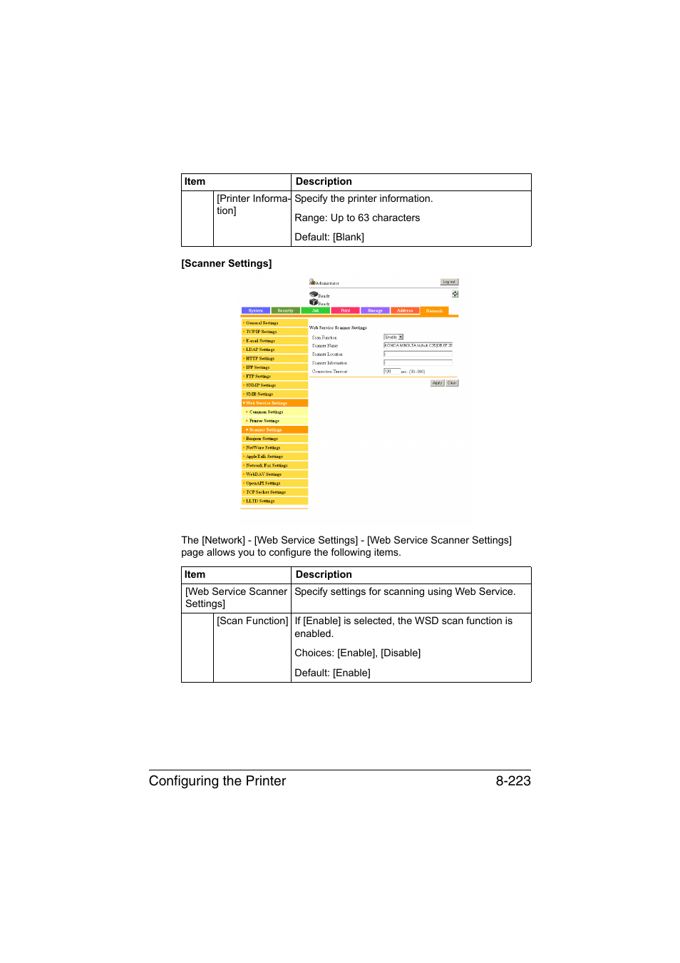 Configuring the printer 8-223 | Konica Minolta bizhub C35 User Manual | Page 490 / 510