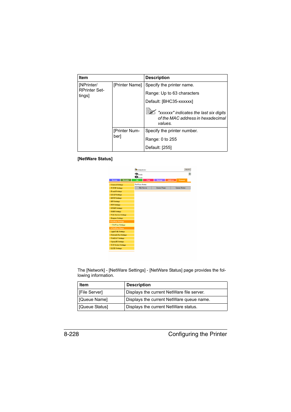 Configuring the printer 8-228 | Konica Minolta bizhub C35 User Manual | Page 495 / 510