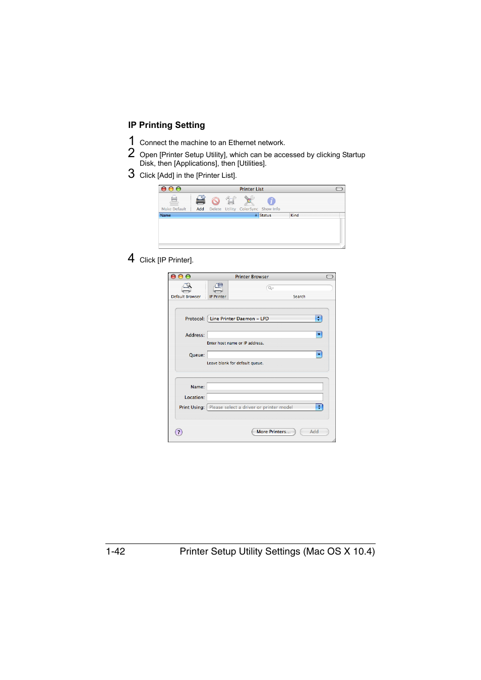 Ip printing setting, Ip printing setting -42 | Konica Minolta bizhub C35 User Manual | Page 69 / 510