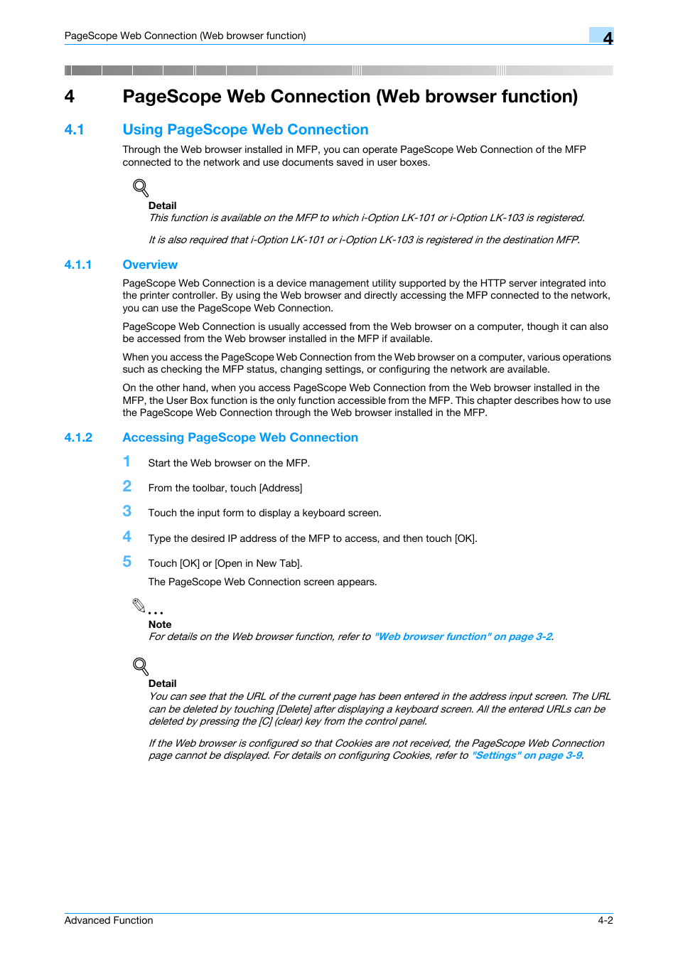 1 overview, Overview -2, 4pagescope web connection (web browser function) | Konica Minolta bizhub C451 User Manual | Page 27 / 82