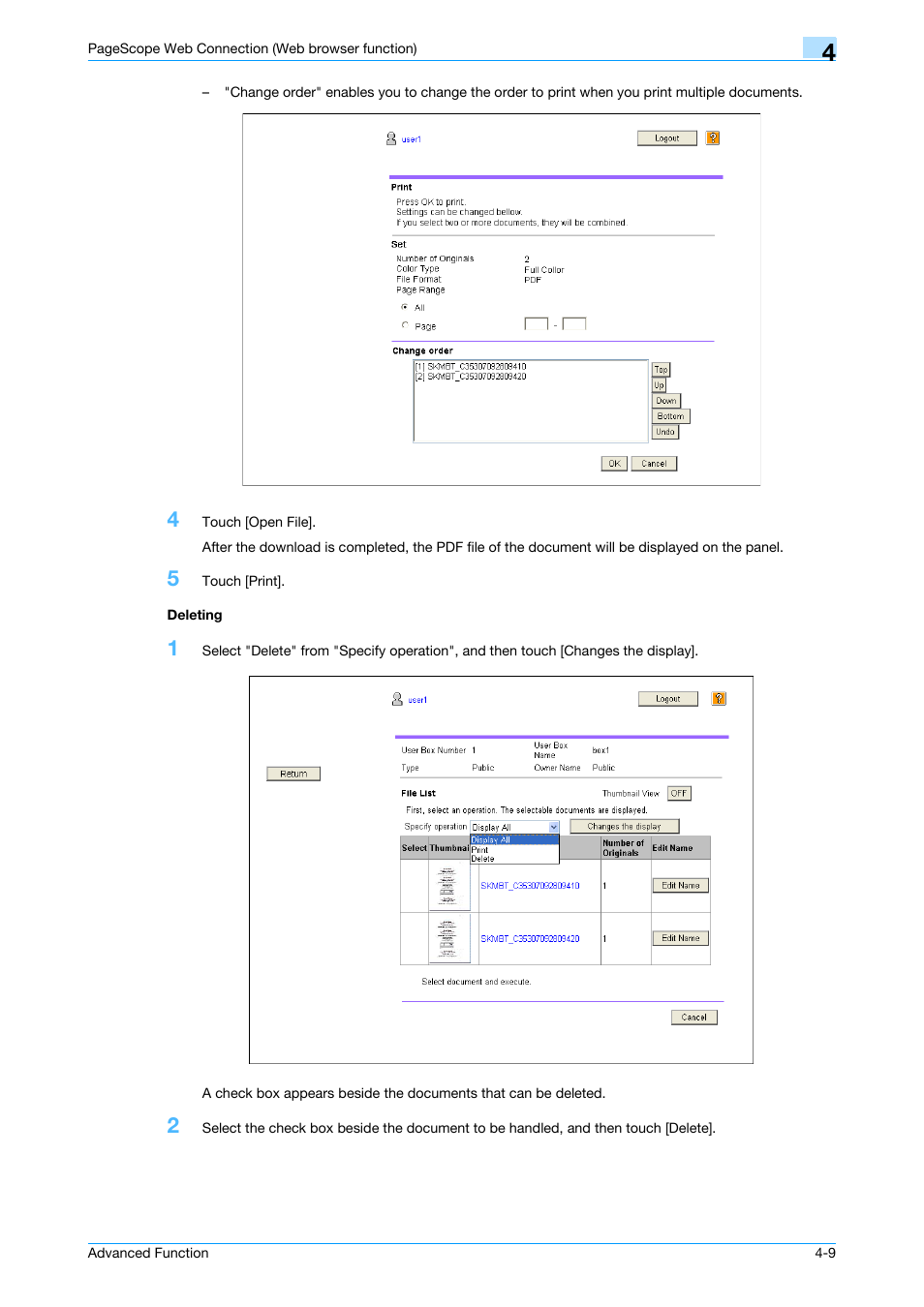 Deleting, Deleting -9 | Konica Minolta bizhub C451 User Manual | Page 34 / 82