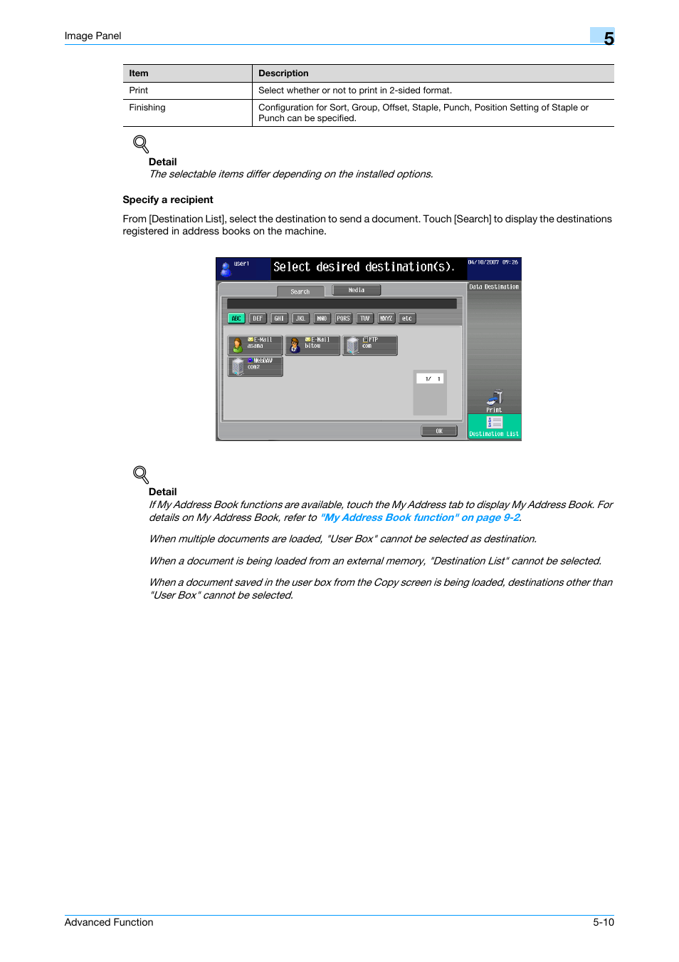 Specify a recipient, Specify a recipient -10, Specify a recipient" on | Konica Minolta bizhub C451 User Manual | Page 45 / 82