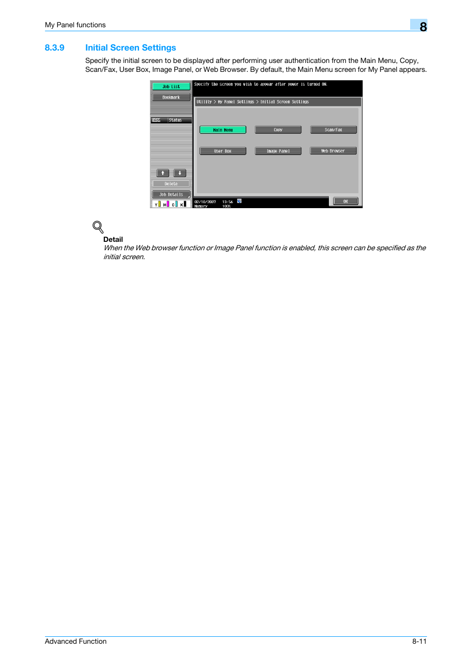 9 initial screen settings, Initial screen settings -11 | Konica Minolta bizhub C451 User Manual | Page 69 / 82