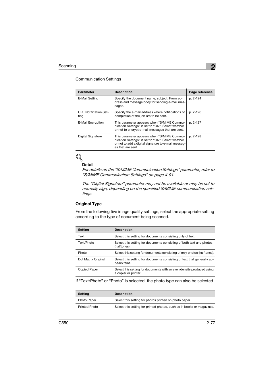 Original type, Original type -77, P. 2-77 | Konica Minolta bizhub C550 User Manual | Page 116 / 415