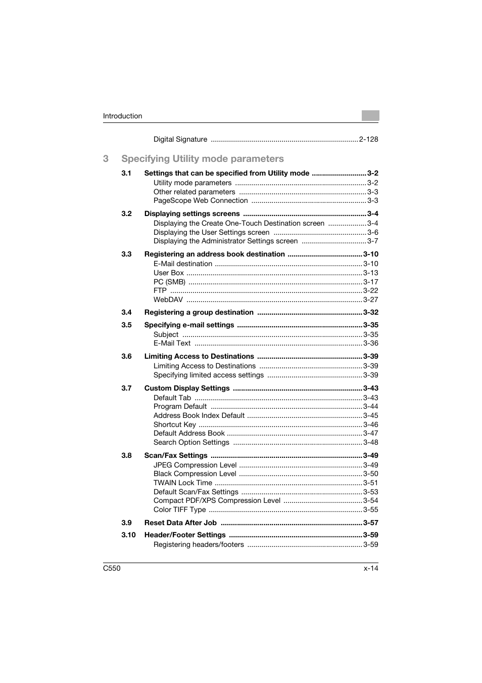 3specifying utility mode parameters | Konica Minolta bizhub C550 User Manual | Page 15 / 415