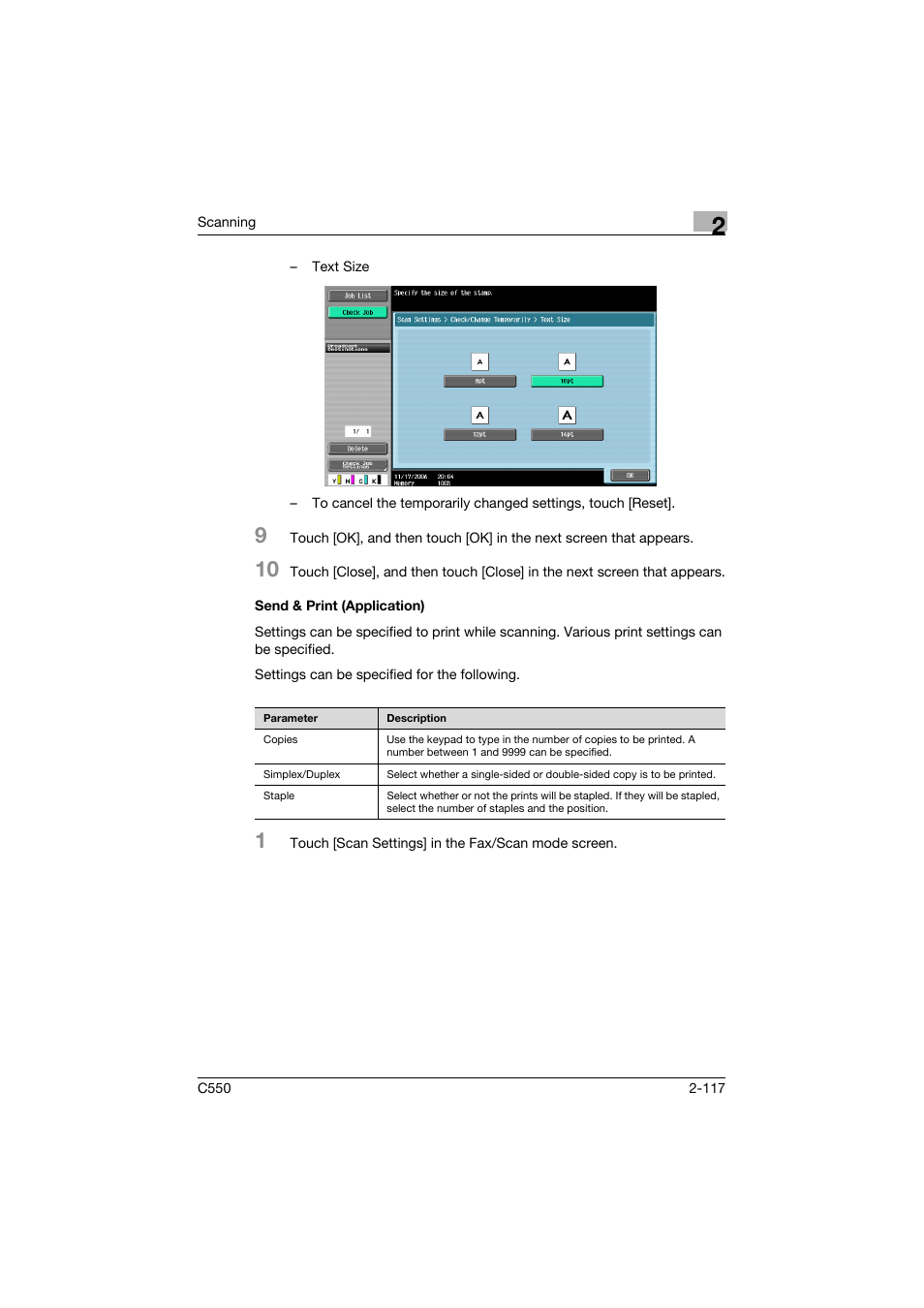 Send & print (application), Send & print (application) -117 | Konica Minolta bizhub C550 User Manual | Page 156 / 415