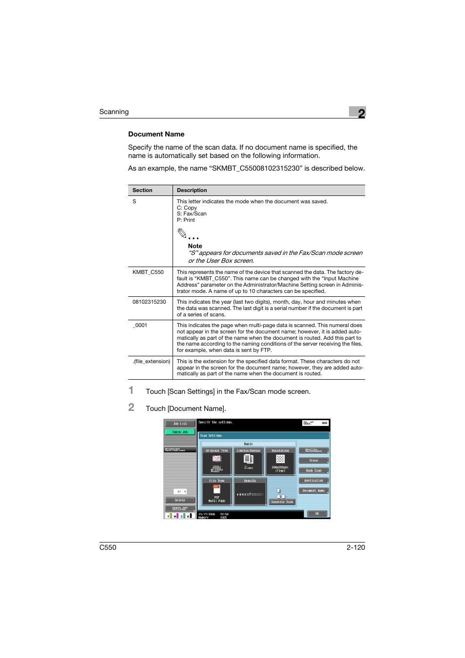 Document name, Document name -120, P. 2-120 | Konica Minolta bizhub C550 User Manual | Page 159 / 415