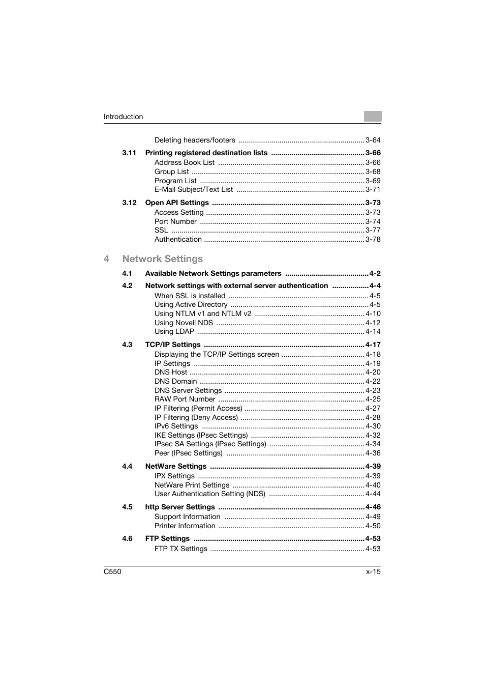 4network settings | Konica Minolta bizhub C550 User Manual | Page 16 / 415