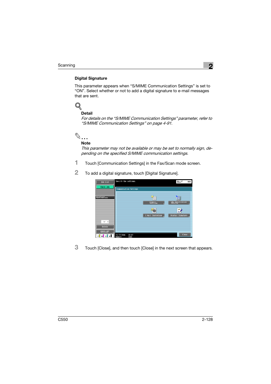 Digital signature, Digital signature -128, P. 2-128 | Konica Minolta bizhub C550 User Manual | Page 167 / 415