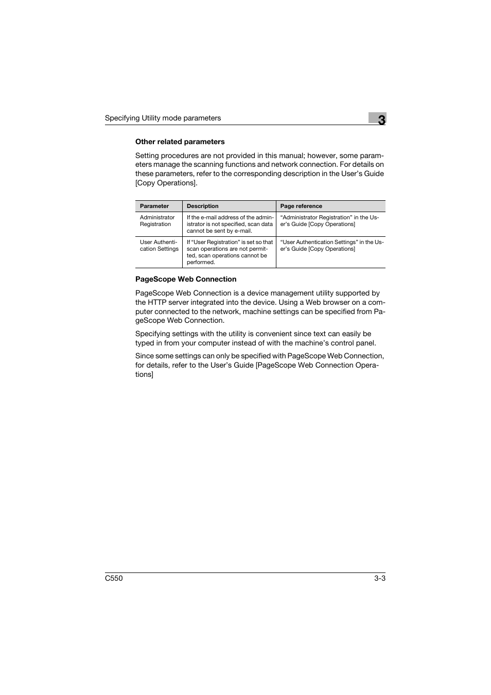 Other related parameters | Konica Minolta bizhub C550 User Manual | Page 170 / 415