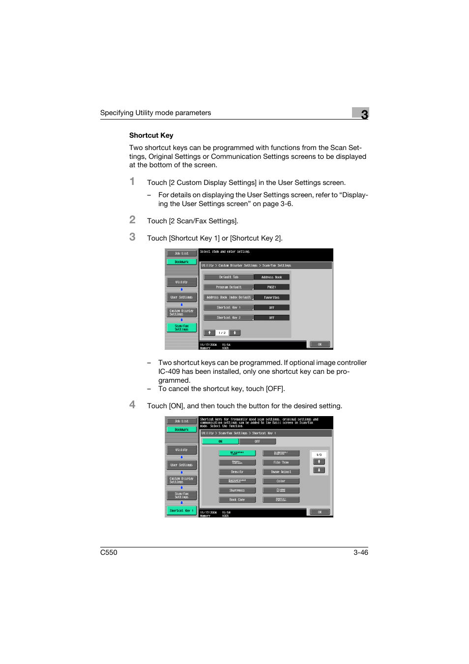 Shortcut key, Shortcut key -46 | Konica Minolta bizhub C550 User Manual | Page 213 / 415