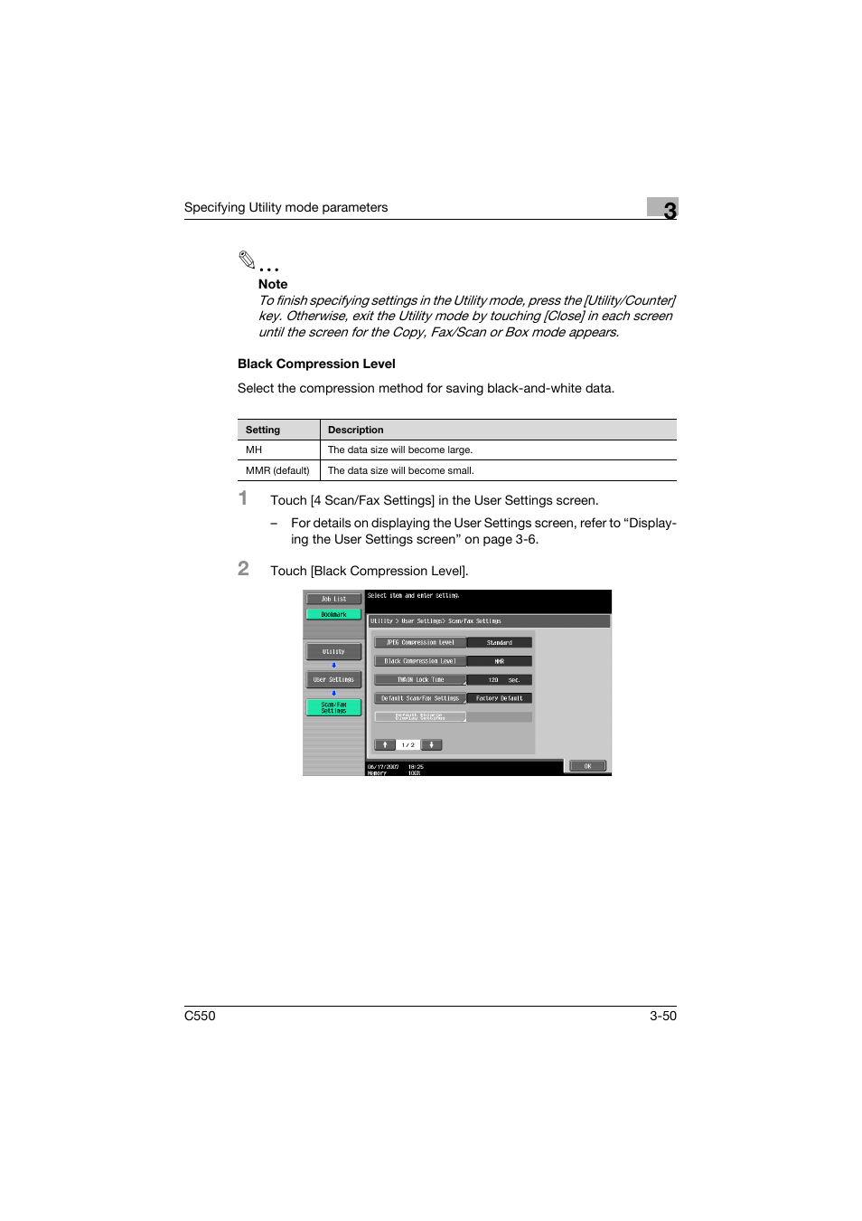 Black compression level, Black compression level -50 | Konica Minolta bizhub C550 User Manual | Page 217 / 415