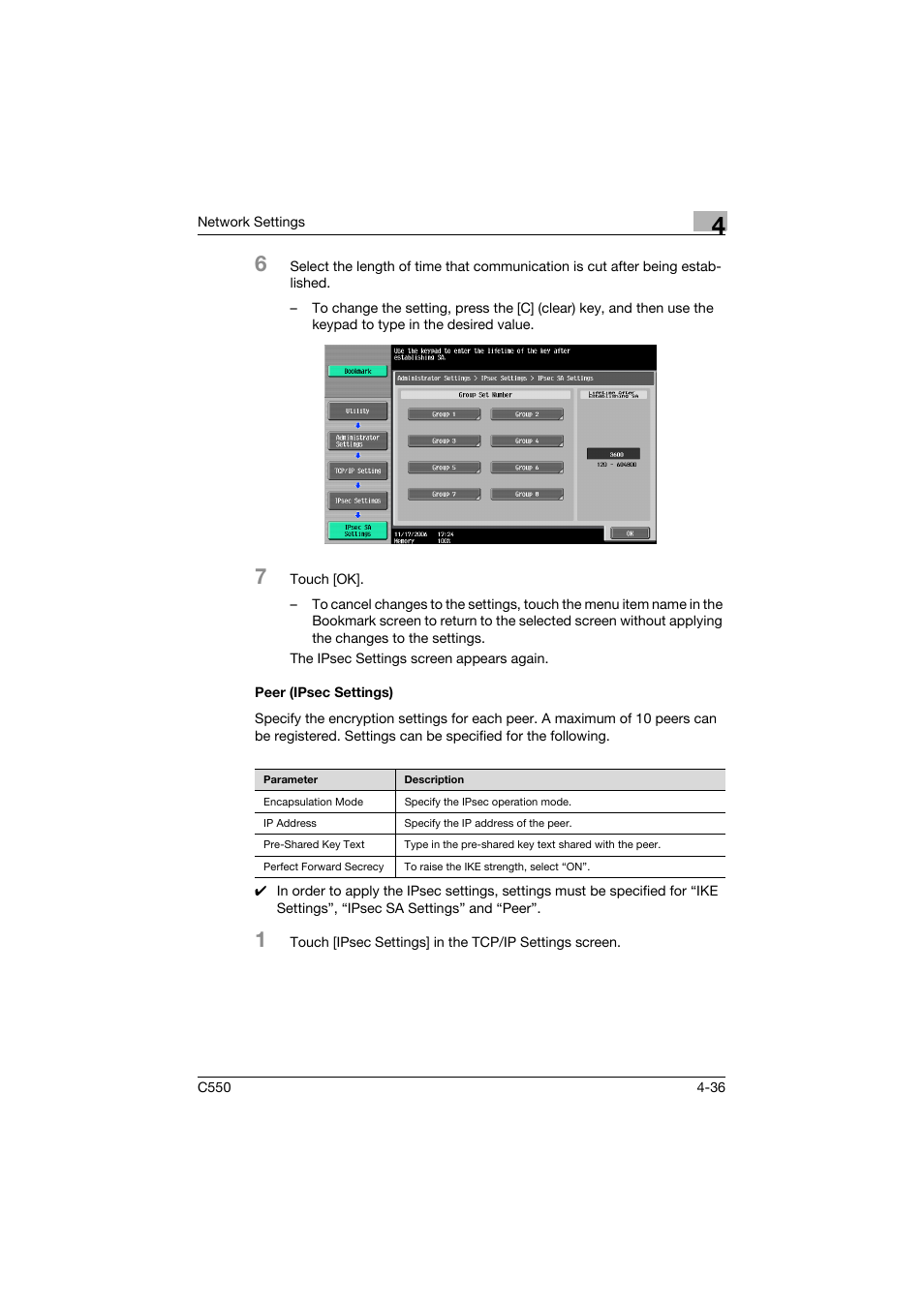 Peer (ipsec settings), Peer (ipsec settings) -36 | Konica Minolta bizhub C550 User Manual | Page 282 / 415