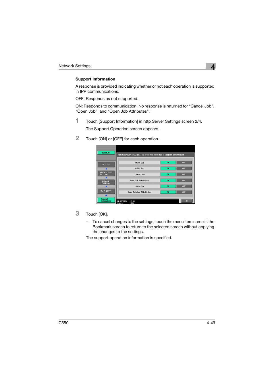 Support information, Support information -49 | Konica Minolta bizhub C550 User Manual | Page 295 / 415