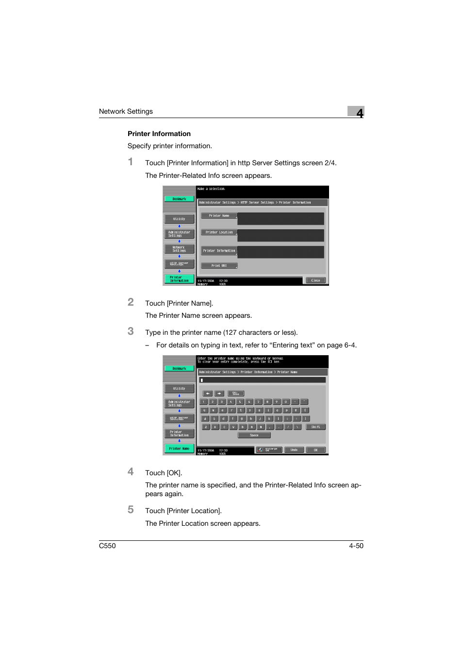 Printer information, Printer information -50 | Konica Minolta bizhub C550 User Manual | Page 296 / 415