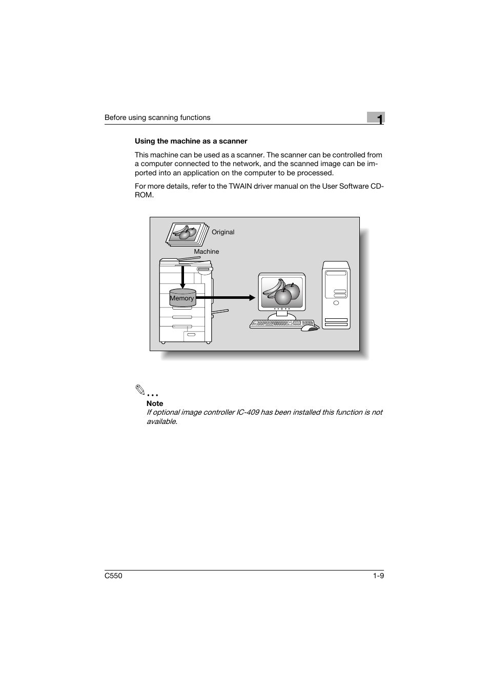 Using the machine as a scanner, Using the machine as a scanner -9 | Konica Minolta bizhub C550 User Manual | Page 32 / 415