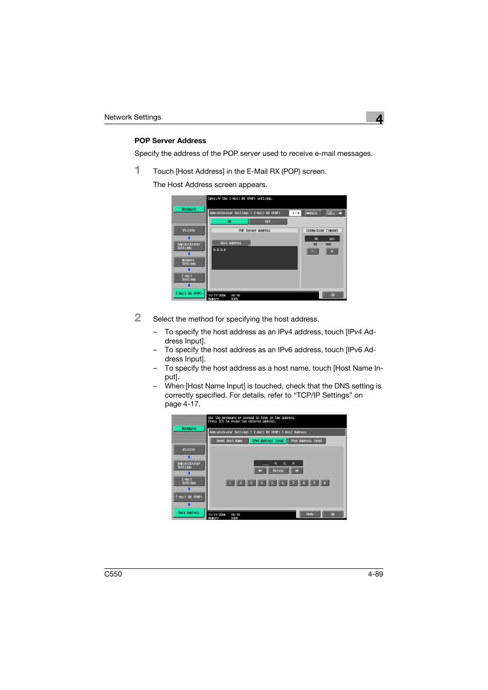 Pop server address, Pop server address -89 | Konica Minolta bizhub C550 User Manual | Page 335 / 415