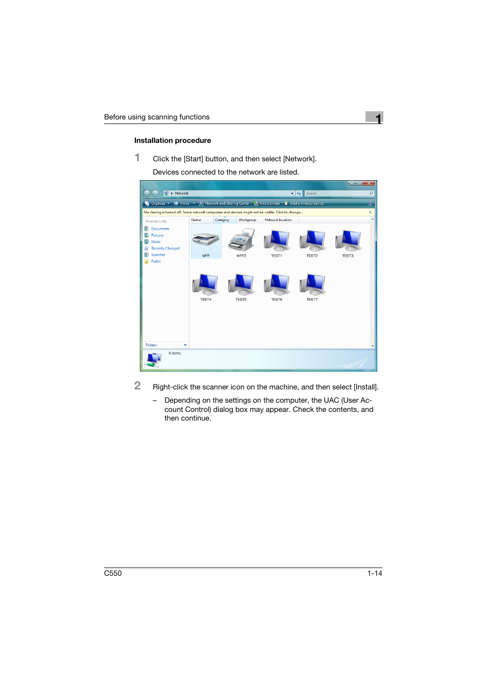 Installation procedure, Installation procedure -14 | Konica Minolta bizhub C550 User Manual | Page 37 / 415