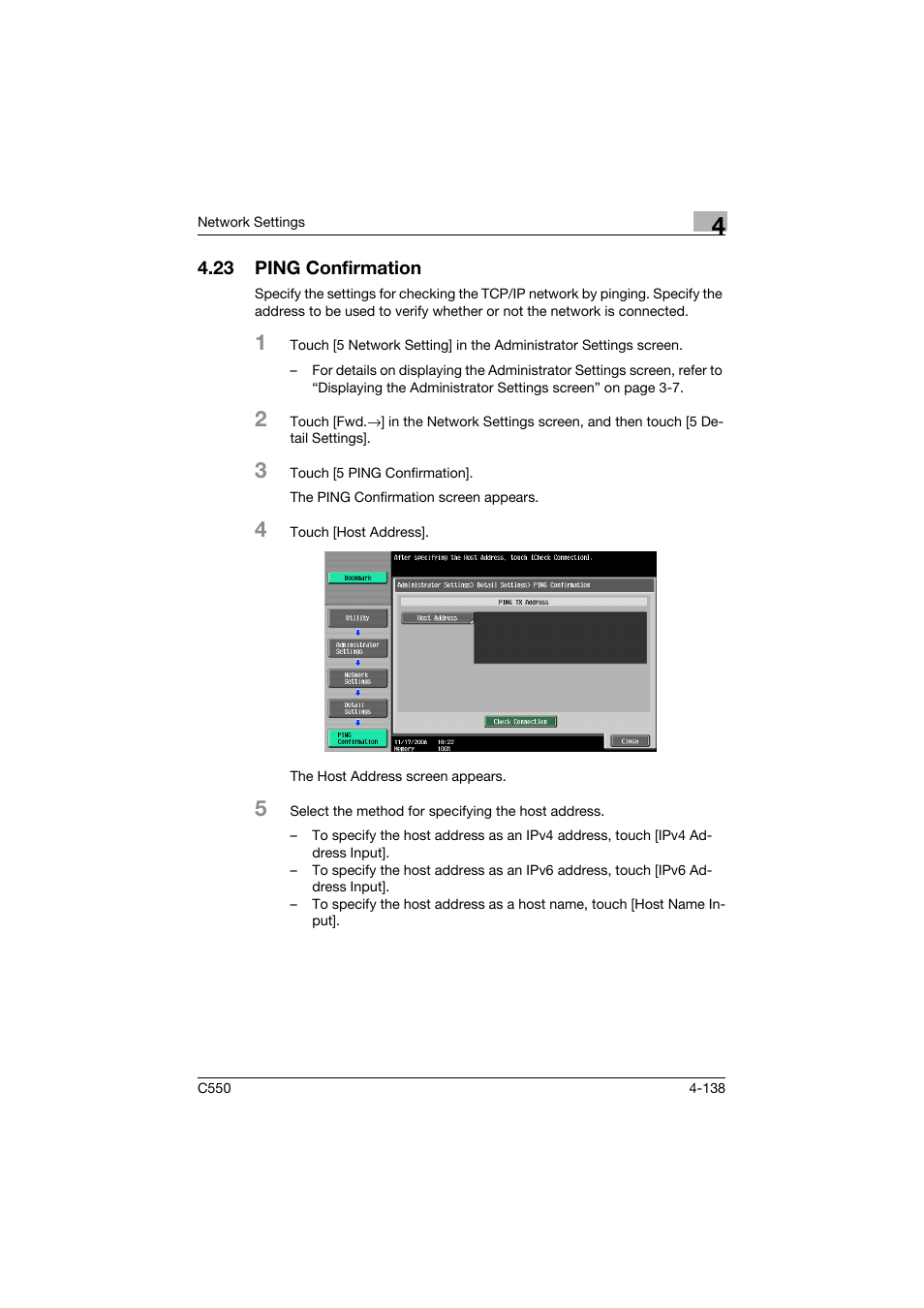 23 ping confirmation, Ping confirmation -138 | Konica Minolta bizhub C550 User Manual | Page 384 / 415